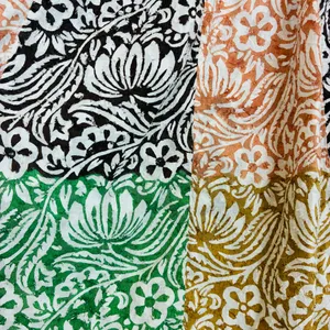 Roller Rabbit mixed print orange green brown &white boho patterned cotton top. L thumbnail 3