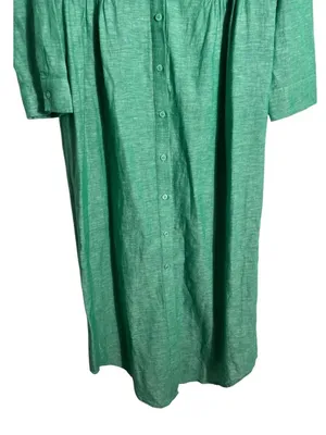 NEW Tuckernuck Sea Green Lydell Linen Band Collar Maxi Shirt Dress size Medium thumbnail 6