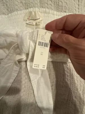 By Anthropologie White Smocked Tie Front Bandeau Crop Top XL thumbnail 3