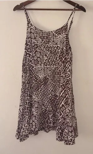 Urban Outfitters Brown and White Geometric Print Mini Dress Size Small thumbnail 1