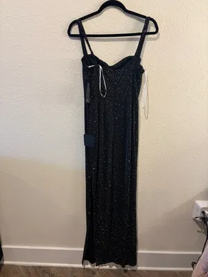 Lulus A-lister Black Rhinestone Bustier Maxi Dress - Size M thumbnail 4