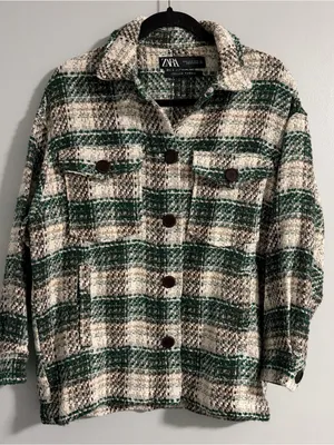 Zara Green, Cream & Brown Tweed Jacket thumbnail 2