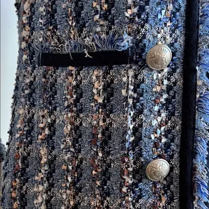 Express Navy and Silver Textured Blazer XS old silver military buttons thumbnail 5