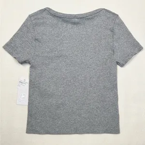 90 Degree by Reflex Top Womens M Gray Ribbed Seamless Square Neck Stretch Size M thumbnail 2
