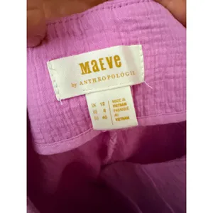 Maeve‎ Anthropologie Purple Textured Gauze Wide Leg Pants High Rise Side Zip 8 thumbnail 4
