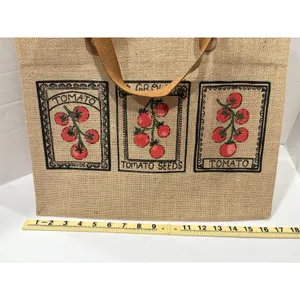 Martha Stewart Canvas Tomato Seeds Tote Bag. Styled like a rustic jute thumbnail 6