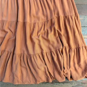 Bohme Bohemian Danae Tiered Camel Brown Midi Dress Sz Small 🍄 thumbnail 8