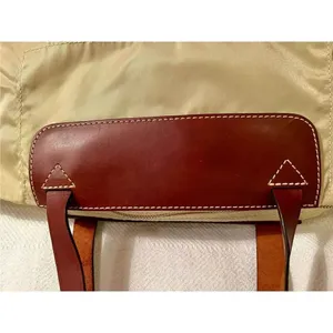 Dooney & Bourke Beige Nylon W/ Brown Leather Strap Zip Top Travel Bag thumbnail 4
