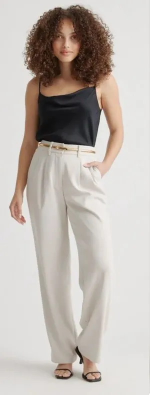 Quince Stretch Crepe Pleated Wide Leg Pants thumbnail 1