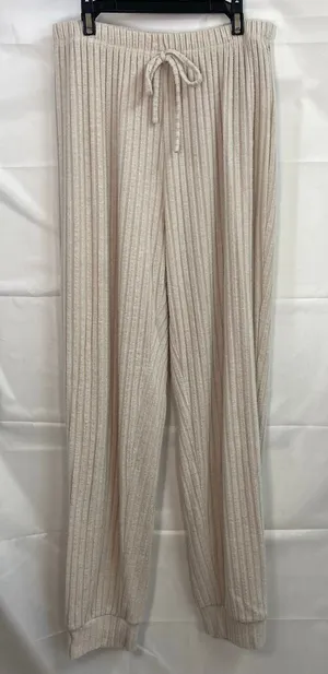 Women's beige soft‎ ribbed pull on drawstring high waisted lounge pajama pants M Size M thumbnail 1