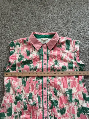 Entro Women’s Pink & Green Splatter Dream Dress Printed Button‑Front Dress thumbnail 7