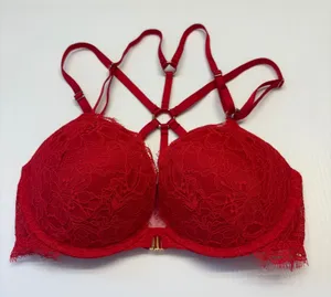 Victoria's Secret Bombshell Bra Womens‎ 32C Red Lace Strappy Front Close LNEW thumbnail 1