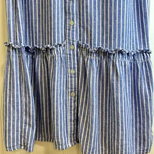 For Cynthia Striped Blue Midi Dress size S.55% LINEN 45% VISCOSE thumbnail 4