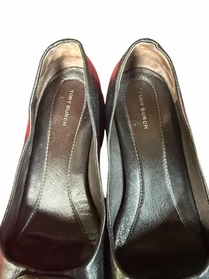 Tory Burch Georgia Black Leather Logo Buckle Square Toe Pumps Size 9.5 thumbnail 7