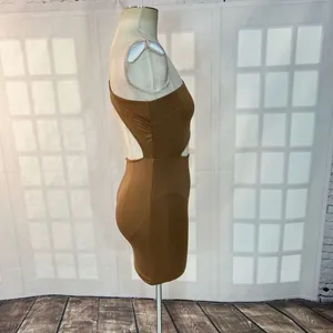 Princess Polly MIA ASYMMETRICAL MINI DRESS BROWN size 2 thumbnail 9