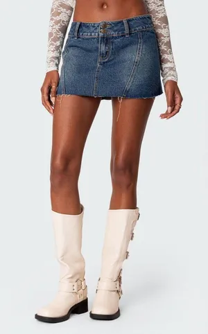 Edikted Mini Denim Skirt thumbnail 1