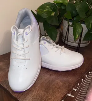 Thestron Golf Shoes Lightweight Lavender‎ Trim White Golf Shoes Womens Euro 42 thumbnail 1