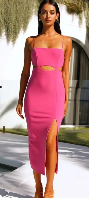 Hello Molly Hot Pink Midi Dress thumbnail 2