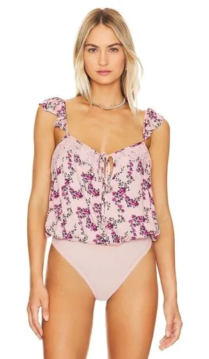 NWT!! FREE PEOPLE Intimately Take‎ It Away Floral Bodysuit Lace Ruffled Small thumbnail 1