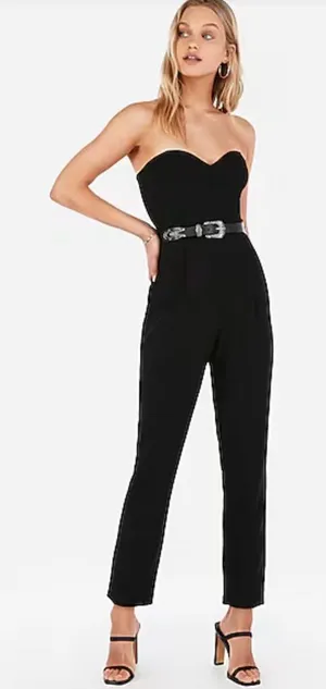 Express Strapless Sweetheart Neck Slant Pockets‎ Stretchy Jumpsuit Black Size 2 thumbnail 1