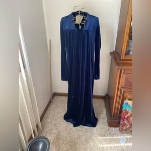 Amadi Bianca Velvet Midi Dress Blue Anthropologie Women’s Medium Long Sleeve thumbnail 15