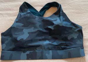Fabletics Blue Camo Crossback Sports Bra High Neck 2X thumbnail 1