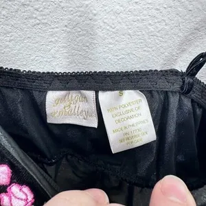 Gilligan & O'Malley Vintage Sheer Babydoll Dark‎ Fairy Lingerie Black Floral thumbnail 4