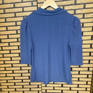 W5 Blue Ribbed Collar Top Size‎ Medium thumbnail 2