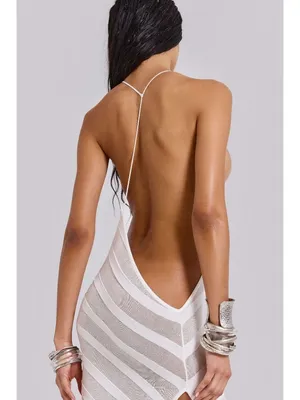 Jaded London Knit Maxi Dress in White Noir Small New Womens Long thumbnail 11
