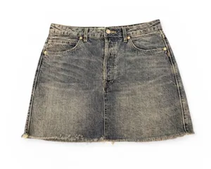 Free People We The Free High Rise Distressed Denim Mini Skirt Size 29 thumbnail 1