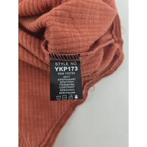 POL Bodysuit Women L YKP173 Rust Orange Floral Trim Ribbed Long Sleeve EXCELLENT thumbnail 5
