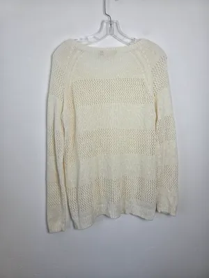 So. White Loose Knit Sweater Top Beachy Boho Ethereal Fairy Academia Angelic XL thumbnail 7