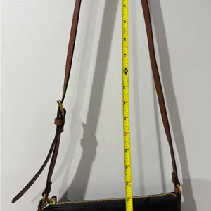Fossil Fiona Striped Crossbody Bag Purse Handbag Black White Brown‎ With Key N thumbnail 10