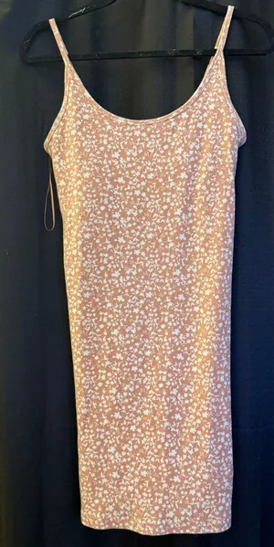 Old Navy Dusty Rose Floral Ribbed Tank Dress thumbnail 1