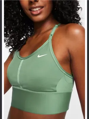 Nike Sage Green Longline Adjustable-Strap Sports Bra thumbnail 1