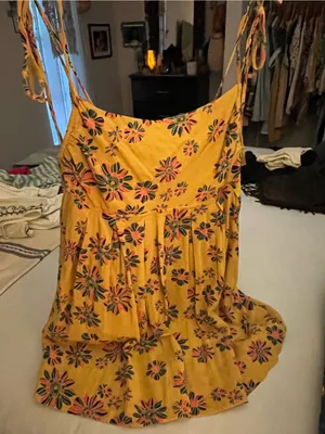 Free People floral Sun dress sz L thumbnail 1