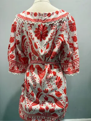 FARM Rio White Mini Dress with Red Floral & Bird Motif thumbnail 6
