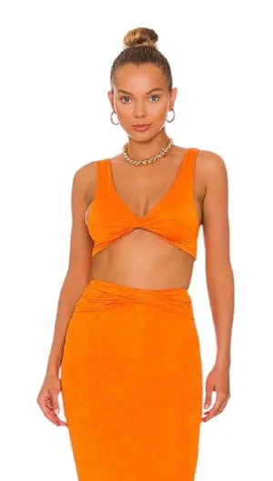 superdown- Joana Crop Bright Orange Twist-Front Size XS thumbnail 1