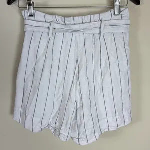 Abercrombie & Fitch Linen Belted High Waist‎ Black & White Stripe Shorts Sz Sml thumbnail 3