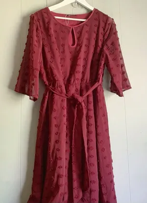 BLOOMCHIC Women's Swissdot Midi Dress New no tags 12 thumbnail 1