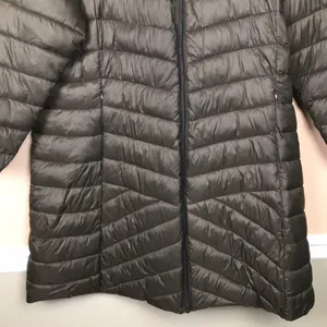 Harvey & Jones Women's Olive Green Nylon Long Line Hooded Puffer Coat thumbnail 3