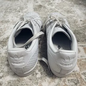 White Adidas Quilted Superstar Sneakers (Size 7.5) thumbnail 3
