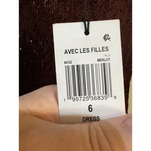 Avec Les Filles Burgundy Sequin-Embellished Crewneck Sleeveless Dress Size 6 thumbnail 7