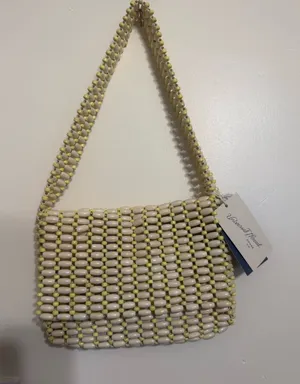 Universal Thread Beaded Mini Bag in Cream and Yellow thumbnail 1