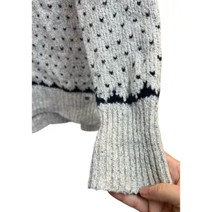 American Eagle Outfitters Holiday Heart Fair Isle Sweater Gray Wool Blend Small thumbnail 5