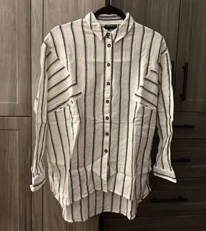 Topshop Cotton Striped Button Down thumbnail 1
