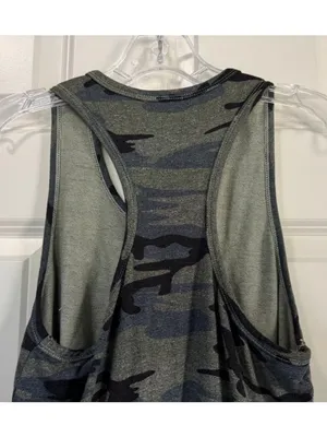 Sundry Camo Racerback Tank Dress Drawstring Waist Pockets Women's Size 1 Small thumbnail 5