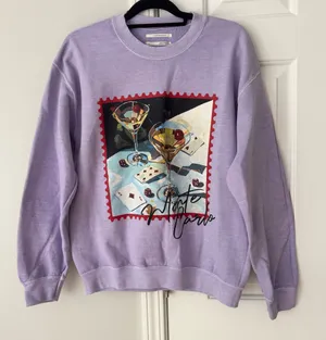 Anthropologie Lavender Game Night Graphic Oversized Sweatshirt, Size XS thumbnail 4