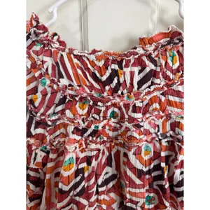 Anthropologie Maeve Short-Sleeve‎ Ruffle Yoke Colorful Blouse size xs thumbnail 7