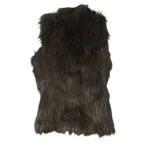 CHAUS New York Black lined Faux Fur Vest Size Small Open Front thumbnail 3